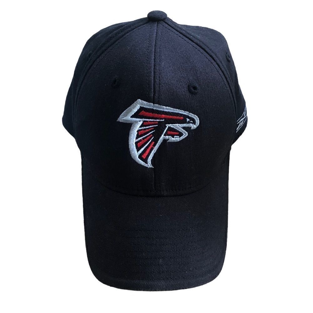 Reebok NFL Falcons Ball Cap Black Logo Fitted Stretch OS